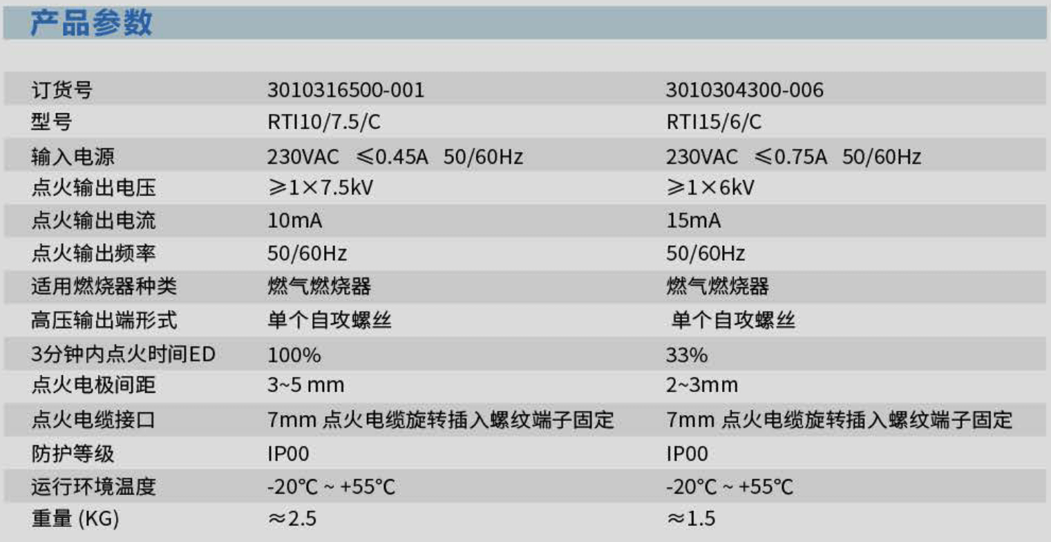 RTI系列点火变压器